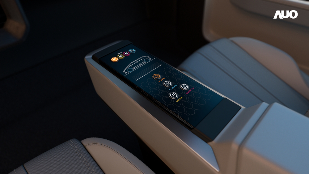 jinnian金年会以人性化设计打造多变形态中控显示(Morphing Center Control)，不使用时仅平面显示信息，进行操作时，显示器则会动态隆起，转变成3D实体按钮，并有触觉回馈，展示人机互动新体验
