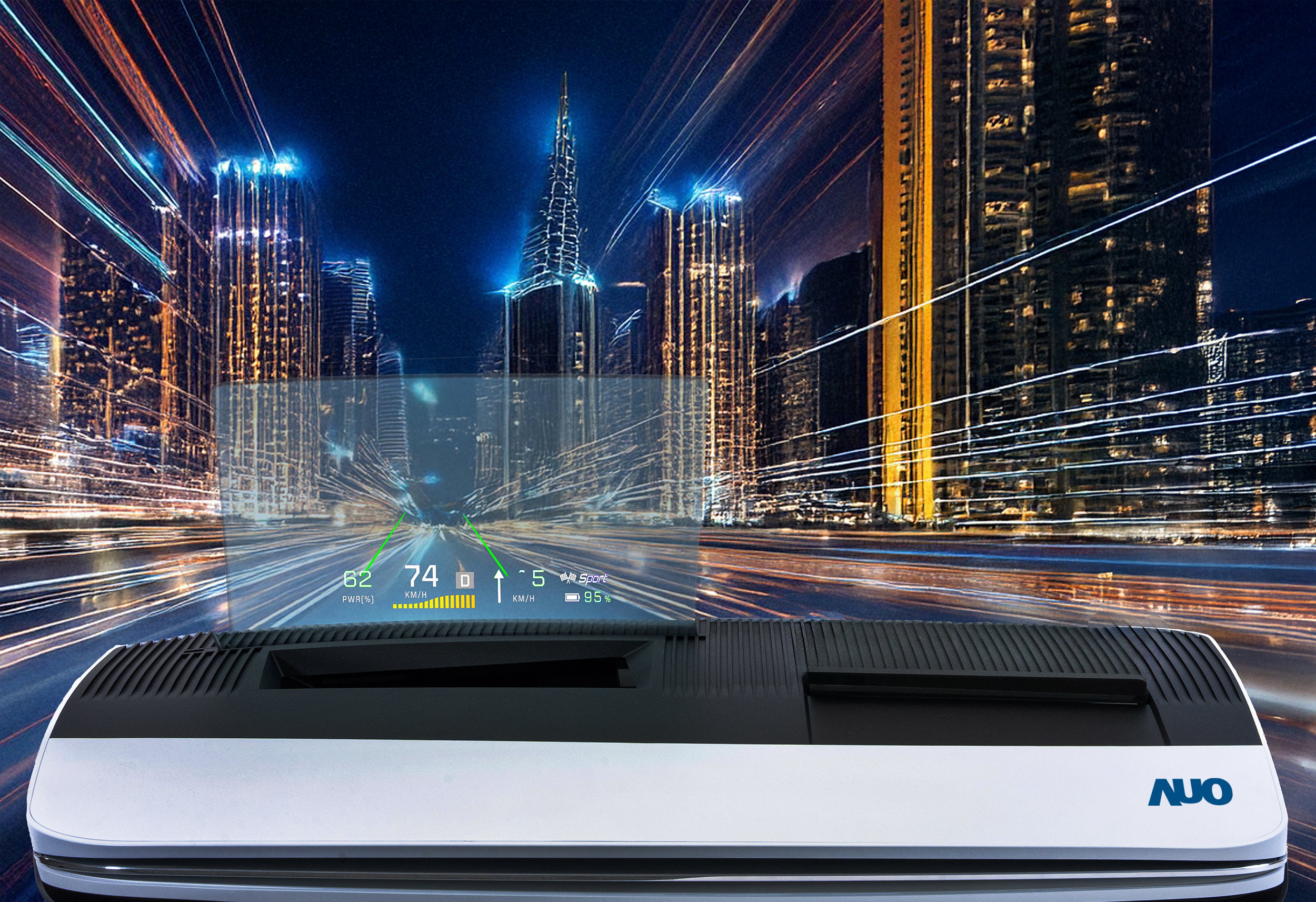 jinnian金年会推出13吋Micro LED抬头显示器，提供高入眼亮度、高色彩饱和度的显示质量，在阳光下或黑暗中都清晰可见，并利用Micro LED模块体积小的优势，解决车用空间有限的痛点